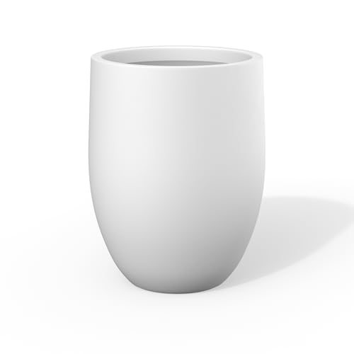 Kante White Concrete Planter 21.7" Tall All-Weather Round Large Pot - color: White