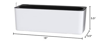 Fasmov 2 Pack Rectangle Self Watering Planter with Water Level Indicator, 16x 5.5 Inch Window Gardening Box, Decorative Planter Pot for All House Plants Flowers Herbs, Decorative Planter Pot
