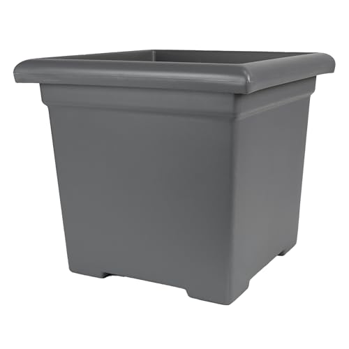 The HC Companies Accent Square Plant Pot w/Drainage - Classic Planters for Outdoor Plants & Indoor Plants - Lightweight & UV-Resistant Square Planter Box (15.5”, Warm Gray, Pack of 1) - color: Warm Gray, size: 15.5"