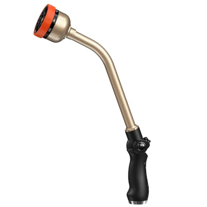 RAINPOINT Watering Wand, 16 Inch Metal Garden Hose Wand with 9 Spray Patterns, Long Hose Sprayer Nozzle For Hanging Baskets, Shrubs,Lawn (Orange) - color: Orange