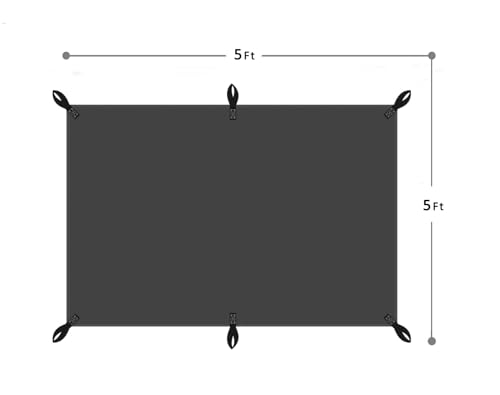 5x5ft Black Tarp Heavy Duty Waterproof, Oxford Fabric Cover 20mil - size: 5x5ft