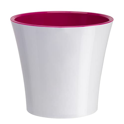 DECOPOTS Pot for Plants | 7.7 Inch | Self Watering Red Plant Planter | Indoor Flower Pot | Plastic Flower Pots with Drainage for All House Plants, Flowers (Diameter 7.7", White - Purple) - color: White/Purple, size: 7.7