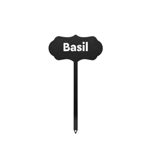 RealSteel Metal Seed & Plant Markers – Elegant Indoor & Outdoor Garden Stakes – Durable Herb, Vegetable & Fruit Plant Labels for Pots, Raised Beds & Greenhouse – Farmhouse Garden Gift - (Basil) - style: BASIL