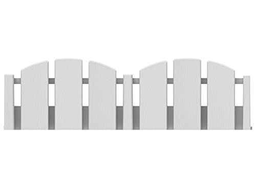 EasyFlex No-Dig Landscape Edging with Anchoring Spikes, 4.5 in. Tall Decorative Adirondack Wood-Look Fence Garden Border, 15 Foot Kit, White (3600WT-15C-6) - color: White, size: 15 Foot
