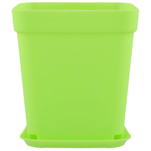 HOIGON 100 Pack 3 Inch Green Square Nursery Pot, Durable Thickened Plastic Nursery Pots with Drain Holes and Saucers, Small Square Planting Containers for Flower Tomatoes Basil - color: Green