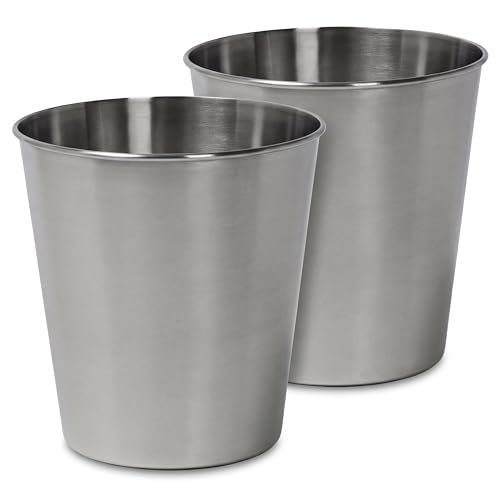 happimess Nolan 2 Gal Smooth Steel Wastebasket, Brushed Steel, Set of 2 - color: Brushed Steel, size: Set of 2