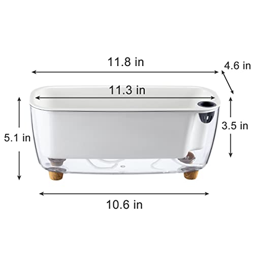 5 Pack Rectangular Planter 11.8 x 4.6 in Self Watering Planter Window Sill Planters Indoor Rectangle Planter Self Watering Pots Plastic Plant pots for African Violet Flower Orchid (Clear, 5)
