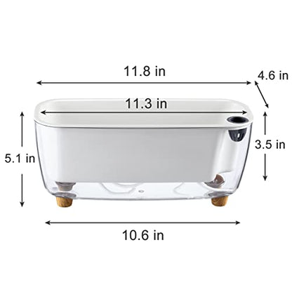 5 Pack Rectangular Planter 11.8 x 4.6 in Self Watering Planter Window Sill Planters Indoor Rectangle Planter Self Watering Pots Plastic Plant pots for African Violet Flower Orchid (Clear, 5)