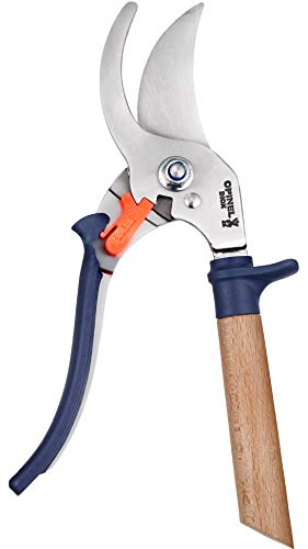 Opinel Hand Pruning Shears with non-slip beech wood handle perfect for bypass trimmers, garden, hedge, lawn clippers or hand scissors with stainless steel blade (Blue) - color: Blue