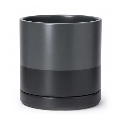 D'vine Dev 10 Inch Ceramic Planter Pot, Slate, 94-O-E-5 - color: Slate, size: Large
