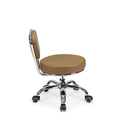 MAYAKOBA Dayton Rolling Bathroom Seat (Cappuccino) Pneumatic, Short Stool with Adjustable Height 13"-15", Perfect for Bathroom Tub Height, Paded Shower Bench with Back-Support - color: Cappuccino