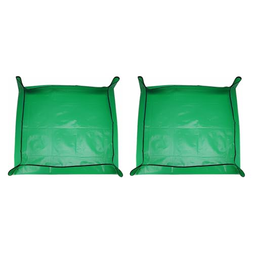HARFINGTON 2Pcs Repotting Mat 39.4"x39.4" PE Cloth Waterproof Plant - color: Green, size: 39.4" x 39.4"