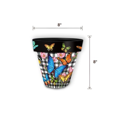 Briarwood Lane Spring Planter 8.5" x 8.5" x 8.5" Checkered Butterflies Small for Spring Planter - color: Checkered Butter, size: Small