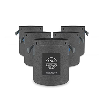 AC Infinity Heavy-Duty 500G Fabric Pots, 1 Gallon Grow Bags 5-Pack - size: 1 Gallon