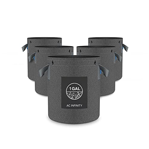 AC Infinity Heavy-Duty 500G Fabric Pots, 1 Gallon Grow Bags 5-Pack - size: 1 Gallon