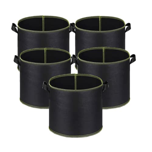 Niurui 5-Pack 10 Gallon Grow Bags Heavy Duty 300G Thickened Nonwoven Fabric Pots Plant Grow Bags with Handles - size: 10 Gallon