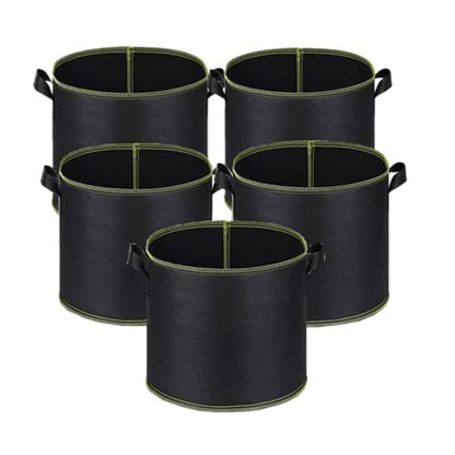 Niurui 5-Pack 10 Gallon Grow Bags Heavy Duty 300G Thickened Nonwoven Fabric Pots Plant Grow Bags with Handles - size: 10 Gallon