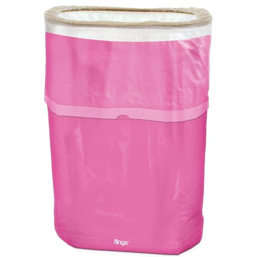 Amscan Flings Bin Disposable Trash Can for Parties - 13 Gallon Plastic Pop Up Garbage Can, 1 Bright Pink Disposable Garbage Can for Party The Perfect Solution for Waste at Events and Parties - color: Bright Pink, size: Medium