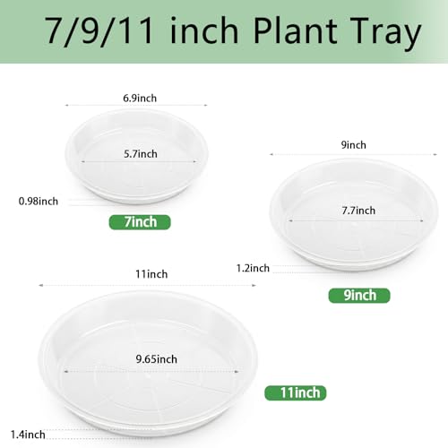6Pack Plant Saucer, 3 5 7 9 11 13 15 17 19 21 in Plastic Plant Tray - size: 7 9 11 Inch