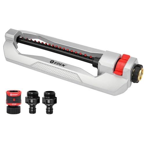 Eden 94110 Heavy-Duty Metal Oscillating Sprinkler | Covers Up to 3,315 sq. ft., 18 Precision Nozzles, Adjustable Range, Turbo Drive Motor, Quick Connect Bundle - size: 18 Nozzles