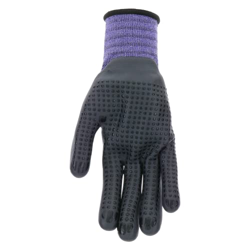 Mud Grip Women's Nylon Seamless Knit Shell Water Resistant Dotted Nitrile Palm Gardening Gloves - color: Violet, size: Medium/Large (Pack of 1)