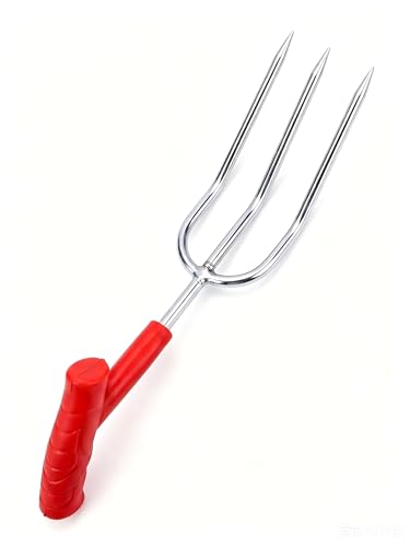 T-Handle Hand Garden Fork for Hard Soil - Ergonomic 3-Prong Weeding & Cultivating Tool - Heavy Duty Stainless Steel Soil Loosener for Potted Plants, Balcony, Camping, Loosening Soil, Weeding, Planting