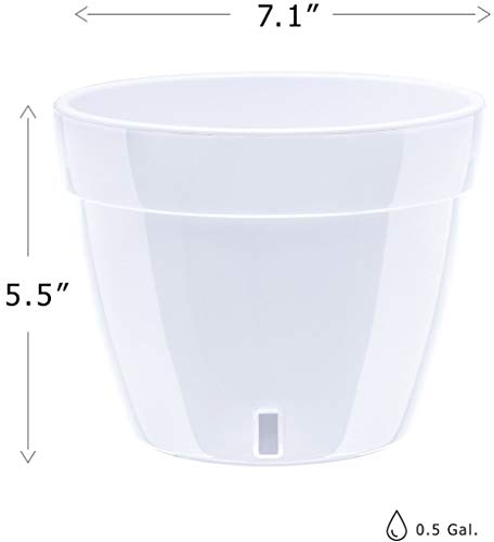 Gardenera 7.1" ASTI Self Watering Planter in Shade/White - Modern Flower Pot with Water Level Indicator for All House Plants, Flowers, Herbs, Succulents and Hanging Plants - color: Shade/White, size: 7.1 Inch