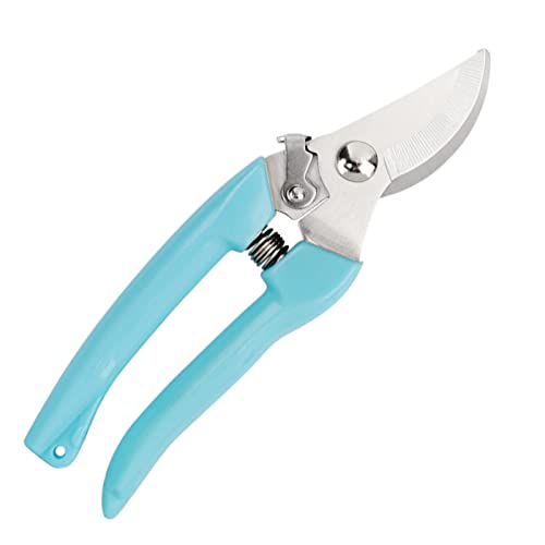 Curve Gardening Scissor with Sharp Stainless Steel Blade Garden Shears for Cutting Flowers Trimming Plants of Yard Florist Flower Rose Herb Hedge Bonsai and Fruits Picking - style: Navy Blue Handle