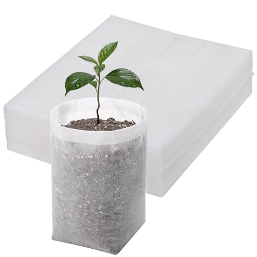 Fabric Grow Bags - 7x8.7 inches Breathable Seed Starter Plant Grow Bags for Seedling Pots, Nursery Pots for Plants, 100pcs - color: White, size: 7"x8.7"/Pack of 100