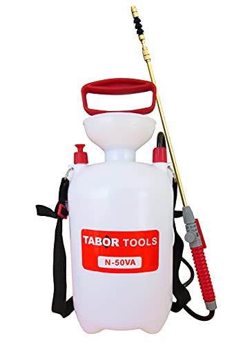 TABOR TOOLS 1.3 Gallon Lawn and Garden Pump Pressure with Pressure Relief Valve, Adjustable Shoulder Strap and Telescopic Adjustable Wand and VITON Seals. N50VA. - size: 1.3 G + viton wand