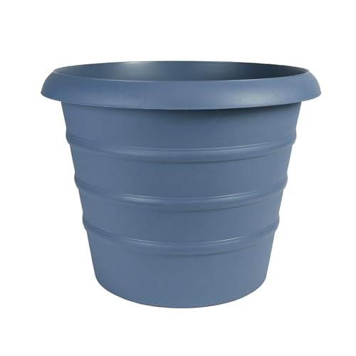 The HC Companies 20 Inch, Marina Planter Lightweight Indoor Outdoor Plastic Plant Pot for Herbs and Flowers, Slate Blue - color: Slate Blue, size: 20"