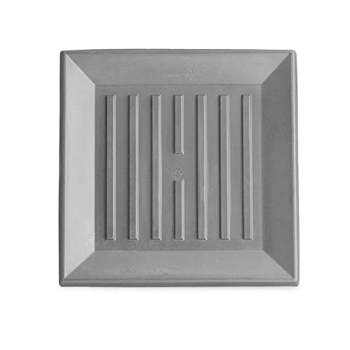 Crescent Garden Universal Square Plant Saucer, Modern UV Safe Durable Drip Tray for Square Planter, Heavy-Duty Plastic Drainage Dish, Indoor/Outdoor Flowerpot Saucer - 11'' Inner x 14.5" Outer (Ash) - color: Ash, size: 11" (Inner)