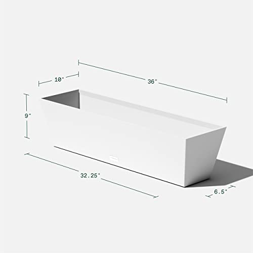 Veradek Pure Series Window Box Planter - Tapered Outdoor Planter - color: White, size: 36 inch