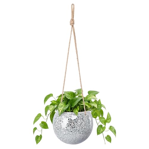 Ceramic Hanging Planter, Silver Small Flower Plant Pot Indoor Decor - color: Silver
