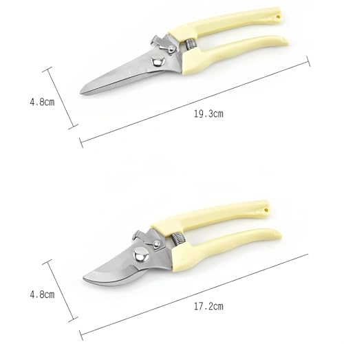 2 PACK Pruning Shears, Stainless Steel Garden Shears, Sharp Handhled Gardening Scissors, Bypass & Straight Blade Garden Clippers for Plants, Flowers, Fruits Trees, Gardening Gifts -Blue - color: Blue