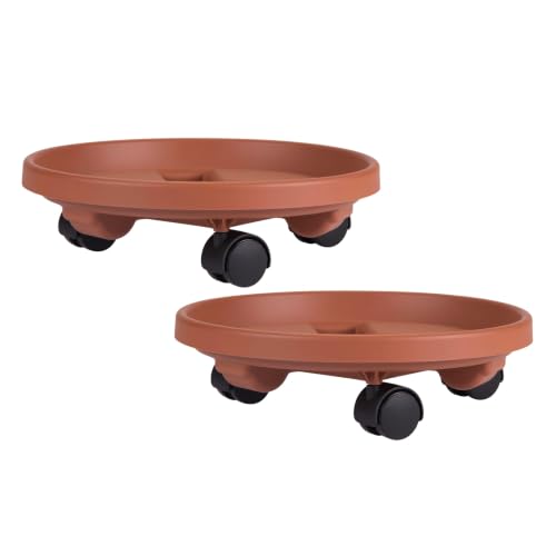 Bloem 14" Plastic Wheeled Plant Caddy, 100 lb Capacity, Terra Cotta, 2-Pack - color: Terra Cotta, size: 14" (Pack of 2)