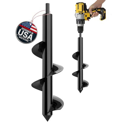 K-Brands Auger Drill Bit for Planting – 3 x 12 Inch – 3/8'' Hex Drive Drill - size: 3 x 12 Inch
