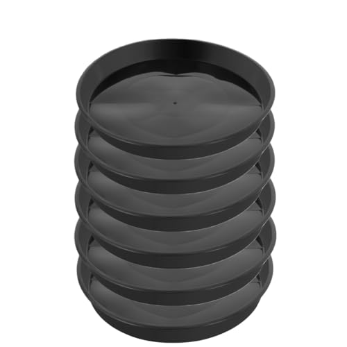 Kichwit 6 Pack 7.1 Inch (5.9 Inch Base) Plant Saucer, Round Plastic Plant Trays for Indoor & Outdoor, Black - color: Black, size: 7.1"(6 Pack)
