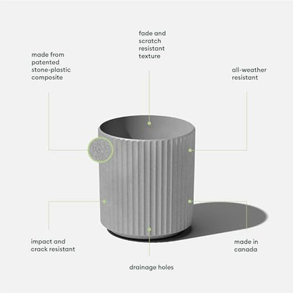Veradek Demi Series Planter - Large Round Outdoor Planter - color: Gray, size: 12 inch - 2 Pack