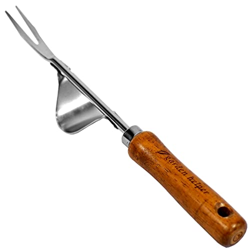 Weed Puller Heavy Duty Japanese Steel with Wood Handle, Hand Weeding Tool, Manual Weeder for Garden, Quick and Easy Weed Pull Tool, Made in Japan, Silver - color: Brown Weed Puller