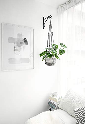 Mkono Macrame Plant Hanger Indoor 35 Inch Hanging Planter Basket Grey 1Pc - color: Gray
