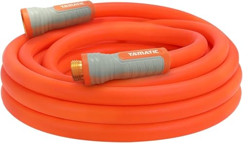 YAMATIC Flexible Garden Hose 5/8" x 30ft, 360° Swivel Handle, Burst 600 PSI - color: Orange, size: 30' (feet) Male to Female with Swivel