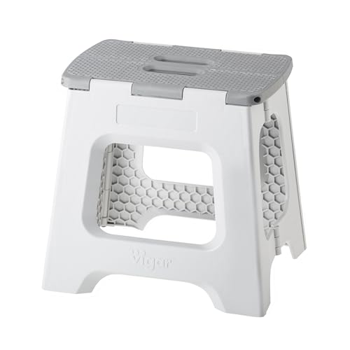 Vigar Compact Foldable Step Stool, 12-1/2-Inch, Gray - color: Gray, size: 12-1/2-Inches