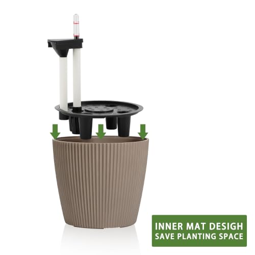 Dexceder 11x10 Self Watering Planters Indoor (2 Pack, Taupe) - color: Taupe, size: 11x10