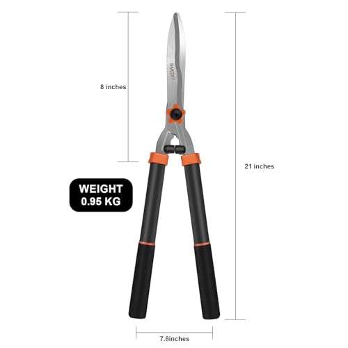 Garden Hedge Shears Manual Hedge Clippers for Trimming Borders Topiaries Boxwood and Decorative Grasses, 21 Inch Carbon Steel Bush Cutter by LKDING