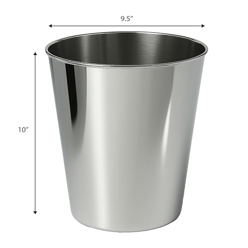 happimess Nolan 2 Gal Smooth Steel Wastebasket, Polished Steel - color: Polished Steel, size: Set of 1
