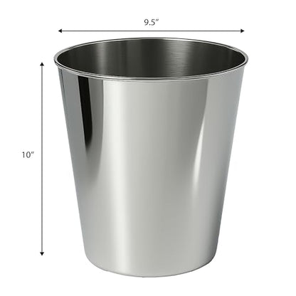 happimess Nolan 2 Gal Smooth Steel Wastebasket, Polished Steel - color: Polished Steel, size: Set of 1