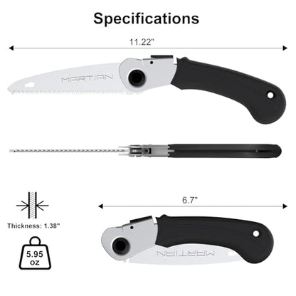 Foldable Hand Saw, Self-Locking Pruning Saw, Portable Folding Saw for Wood