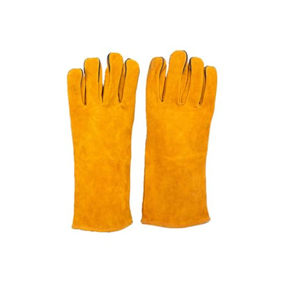 Welding Gloves,13 IN Leather Forge Fire Heat Resistant Gloves for Fireplace Fire Pit Wood Stove BBQ Gardening Gear Animal Handling