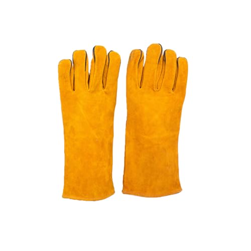Welding Gloves,13 IN Leather Forge Fire Heat Resistant Gloves for Fireplace Fire Pit Wood Stove BBQ Gardening Gear Animal Handling